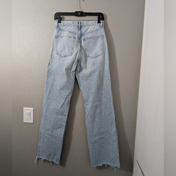 Zara Light Blue Wide Leg Straight Leg Jeans - Picture 3 of 4
